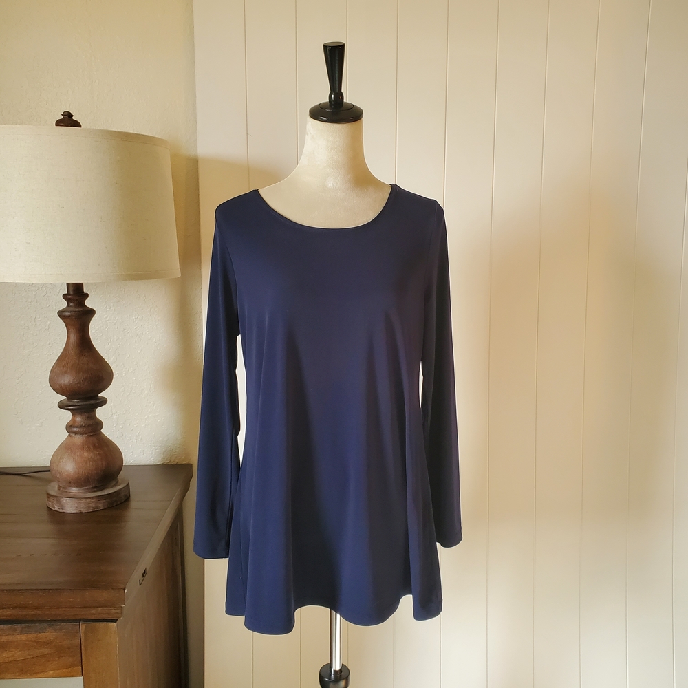 Susan Graver Dark Blue Long Sleeve Tunic
